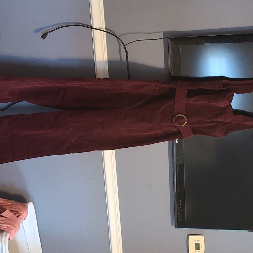 Pilcro Maroon Velvet Jumpsuit